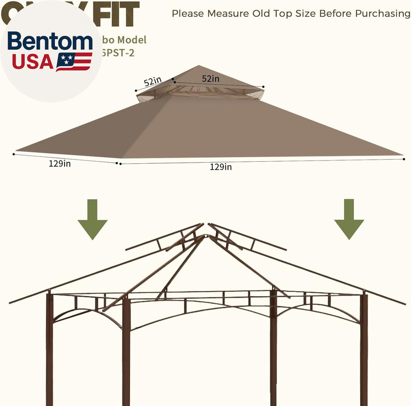 Replacement Canopy Top for Target Madaga Gazebo Model L-GZ136PST (Khaki) gallery