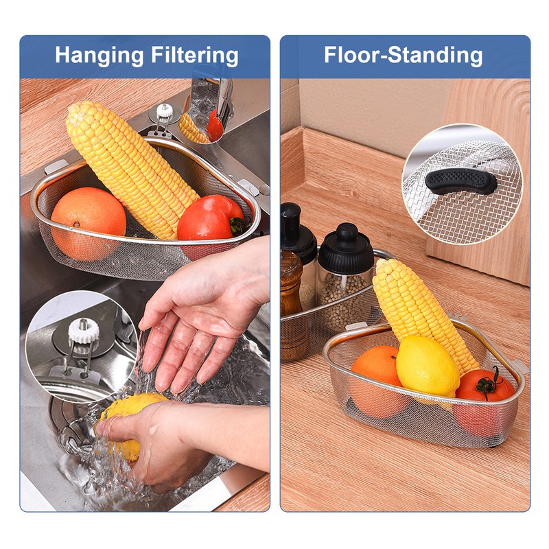Kitchen Triangle Corner Sink Strainer, Stainless Steel Food Catcher Drain Basket gallery
