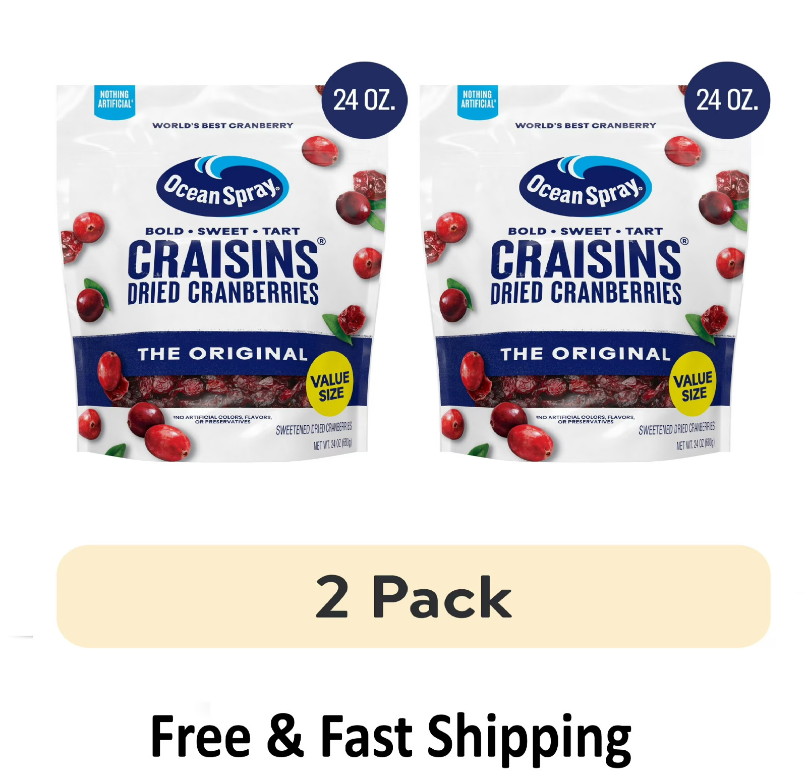 Ocean Spray Craisins Dried Cranberries Original 24 Oz Bag Each (2 PACK) gallery