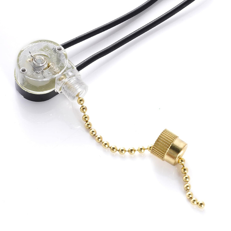 3 Pack Two-Wire Ceiling Fan Light Switch Pull Chain Control (Brass) gallery