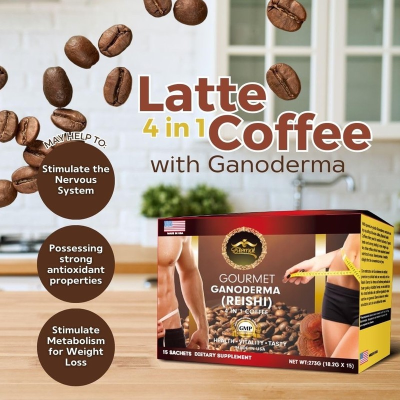 - Asian Latte Coffee Ganoderma Singles, 15 Packets (0.64 oz) – Instant Coffee... gallery