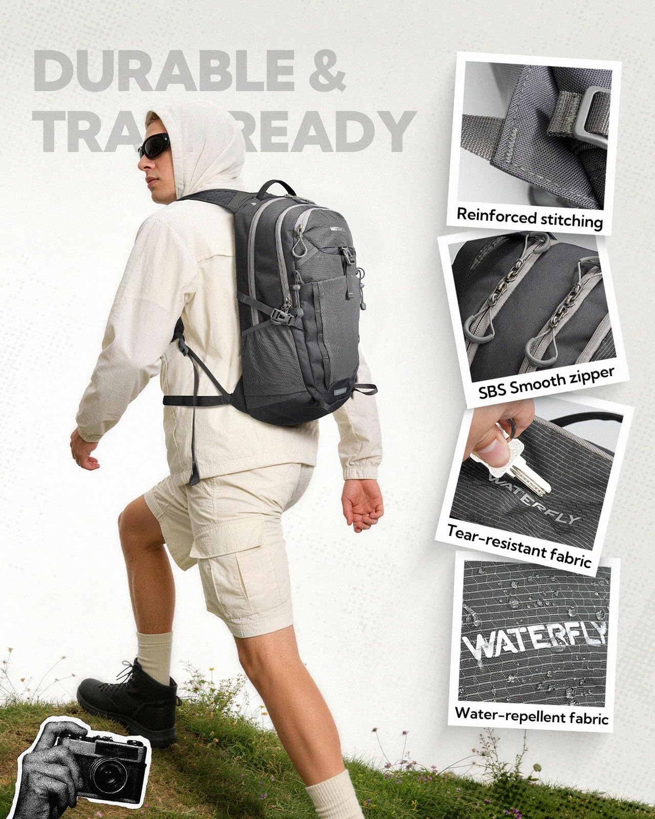 Small Lightweight Hiking Backpack: 20L Outdoor Daypack with Pocket, Hydration... 4