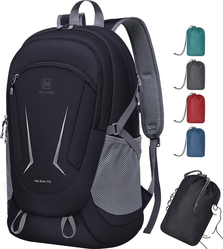 Ultra Lightweight Packable Backpack Hiking Waterproof Foldable Daypack Black