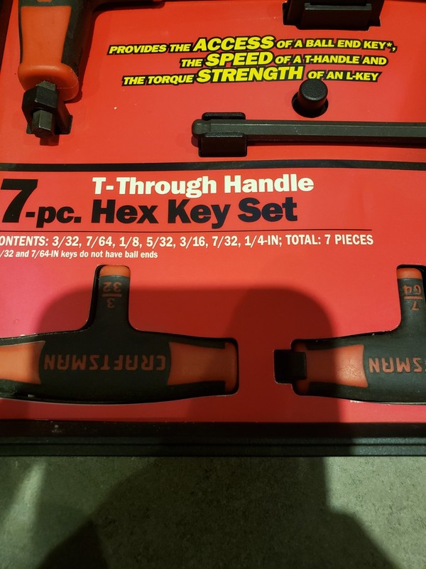Craftsman 7-pc T-Through Handle Hex Key Set 9-46383 - made in USA gallery