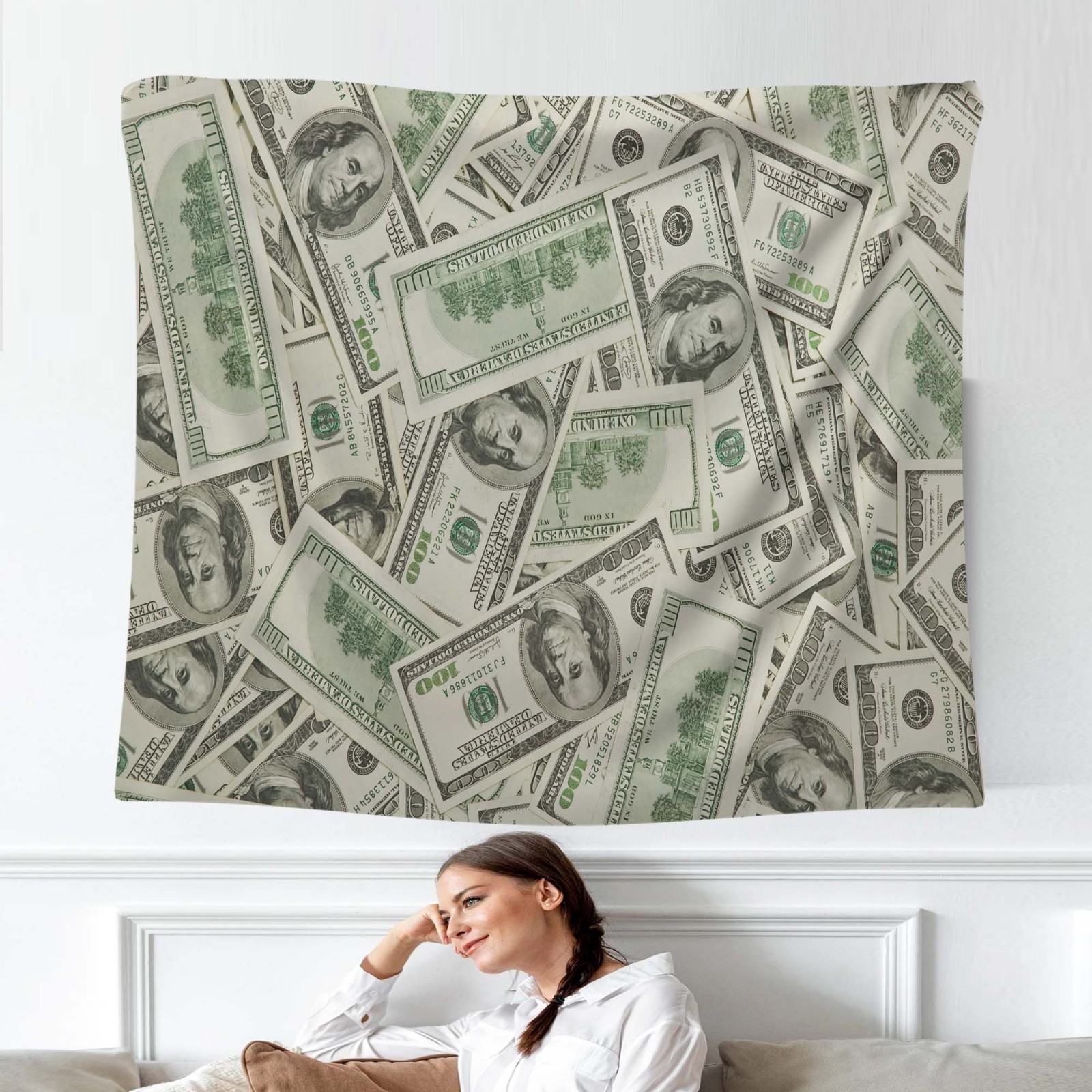 MoneyWallTapestry, DollarPrintDecor, RichVibesTapestry, CashThemeWallArt, Luxury gallery