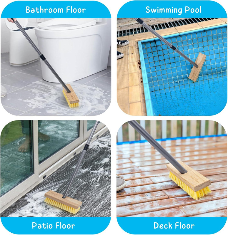 Long Handle Floor Scrub Brush Heavy Duty Stiff Bristle Deck Tile Cleaner gallery