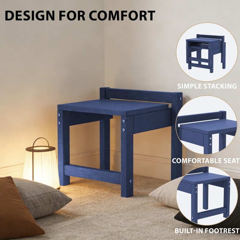 Stackable HDPE Foot Stool - All-Weather Indoor/Outdoor Seating for Patio, Liv... gallery