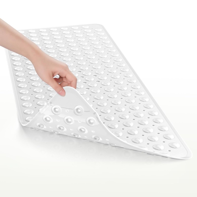 Amazerbath 40X16 Rectangular White Non-slip Bathtub Shower Mat With Suction Cups gallery