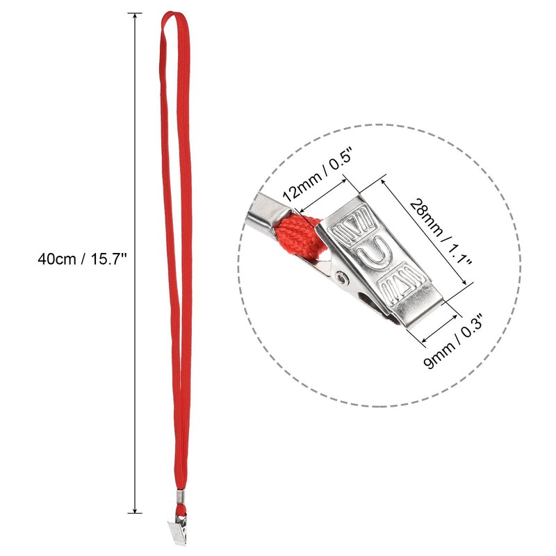 50 Pcs Flat Lanyards with Clip Neck ID Card Badge Holder, Red gallery