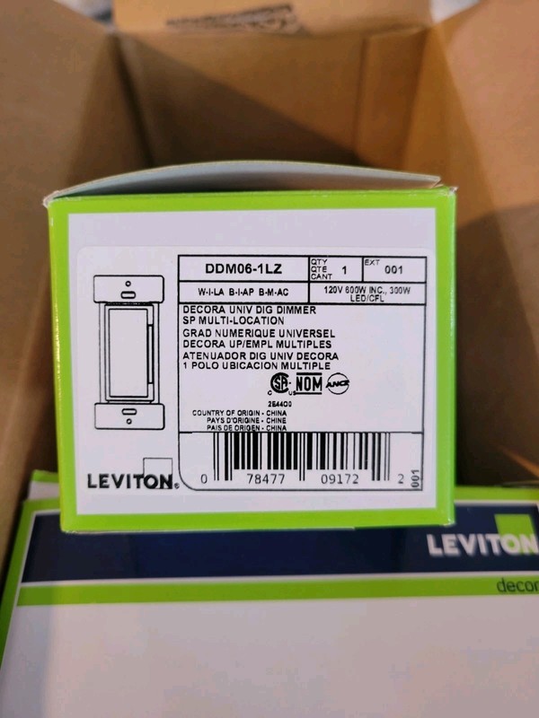 8 Pack Leviton Decora Digital Dimmer Switch, DDM06-1LZ, White/Ivory/Light Almond gallery
