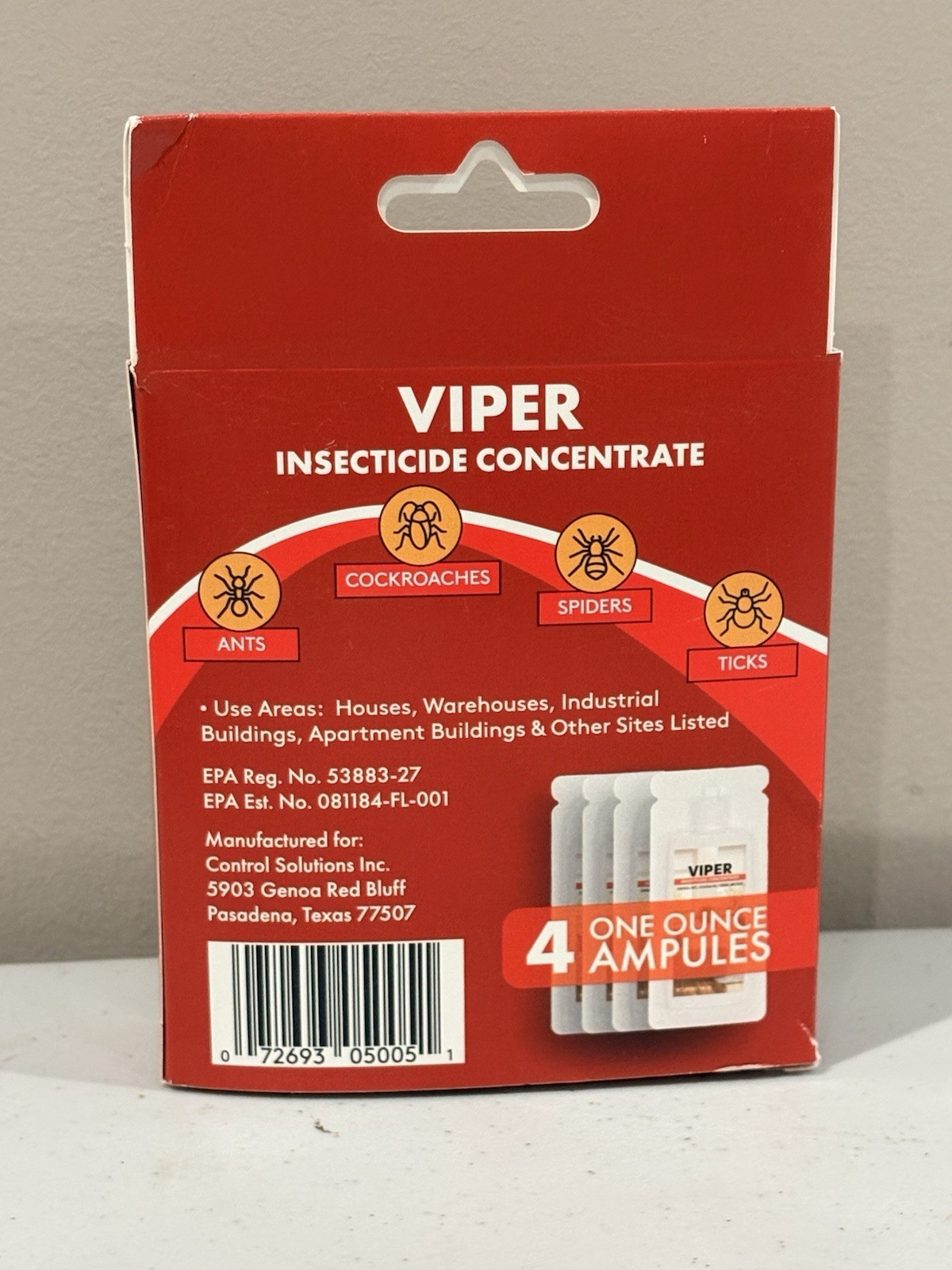 Martin’s Viper Insecticide Concentrate 25.4% - 4 Packets Roach Ants Spider Tick+ gallery