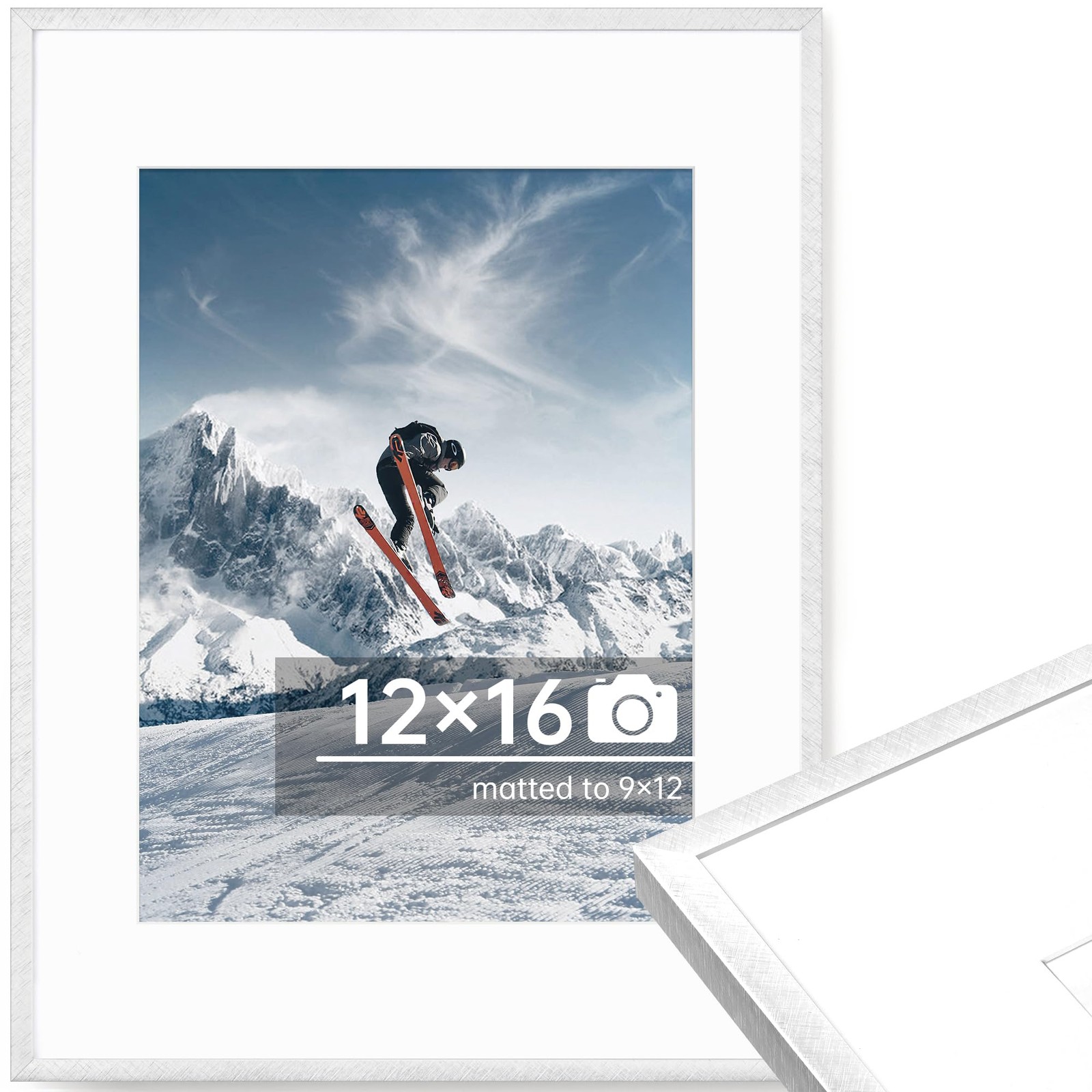 12x16 Metal Picture Frame, Thin Aluminum 12 x 16 Photo Frame with 9x12 Mat, C... gallery