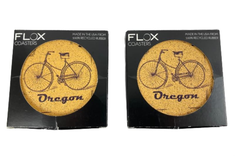 Flox Oregon Design Recycled Rubber Coasters Set of 8 in Original Boxes gallery