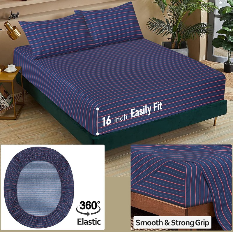 RUVANTI 100% Cotton Sheets Queen Size Set, 4 Pieces, Soft & Breathable Percale W gallery