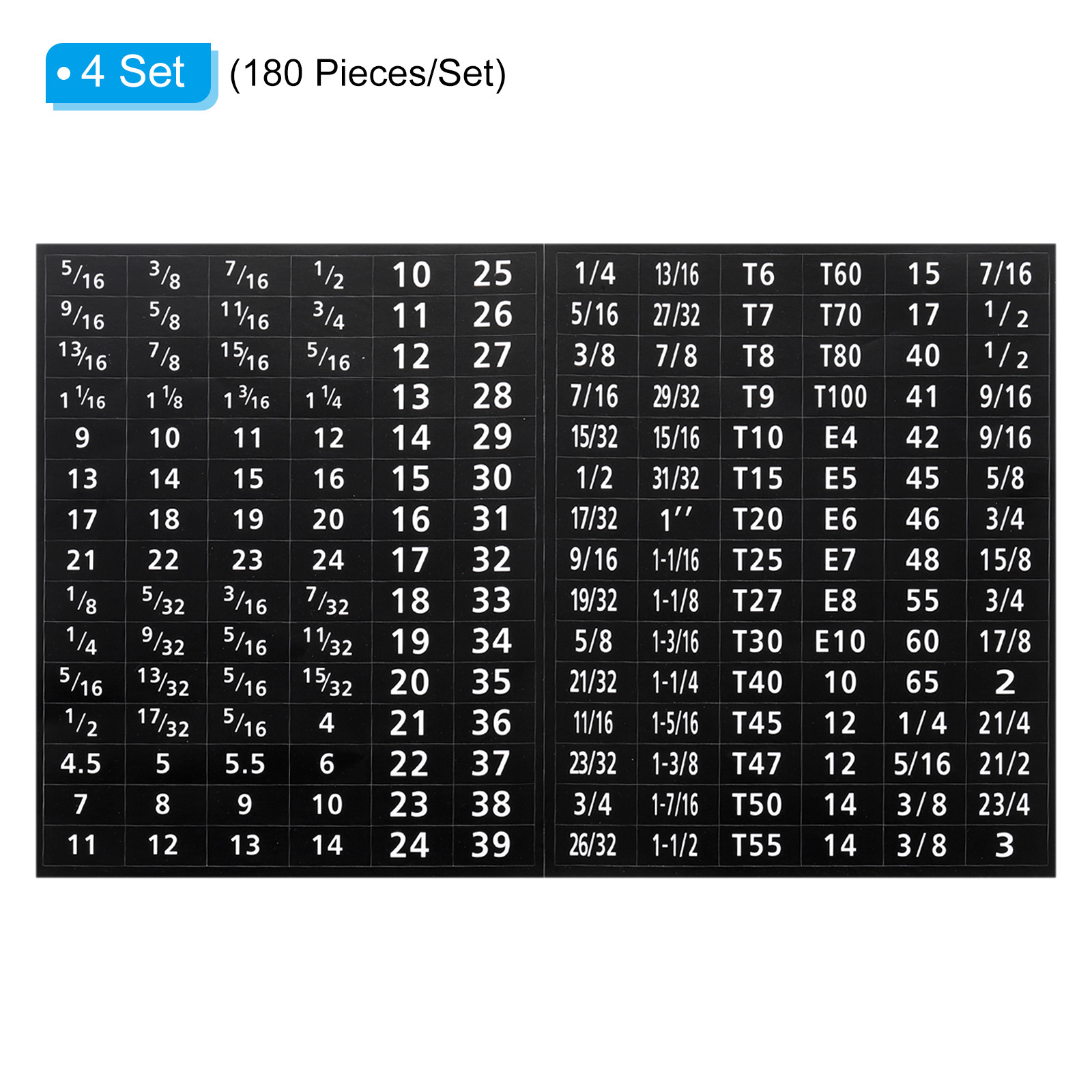 4 Sets 180 Tool Box Labels Wrench Size Stickers for Tool Organization Black gallery