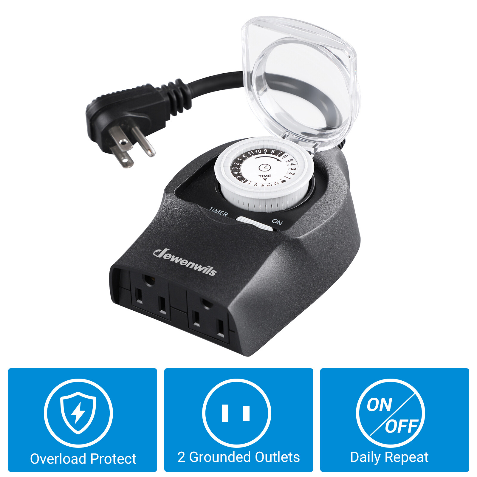 DEWENWILS Outdoor Light Timer Outlet Switch Plug Electrical Outlets Waterproof gallery