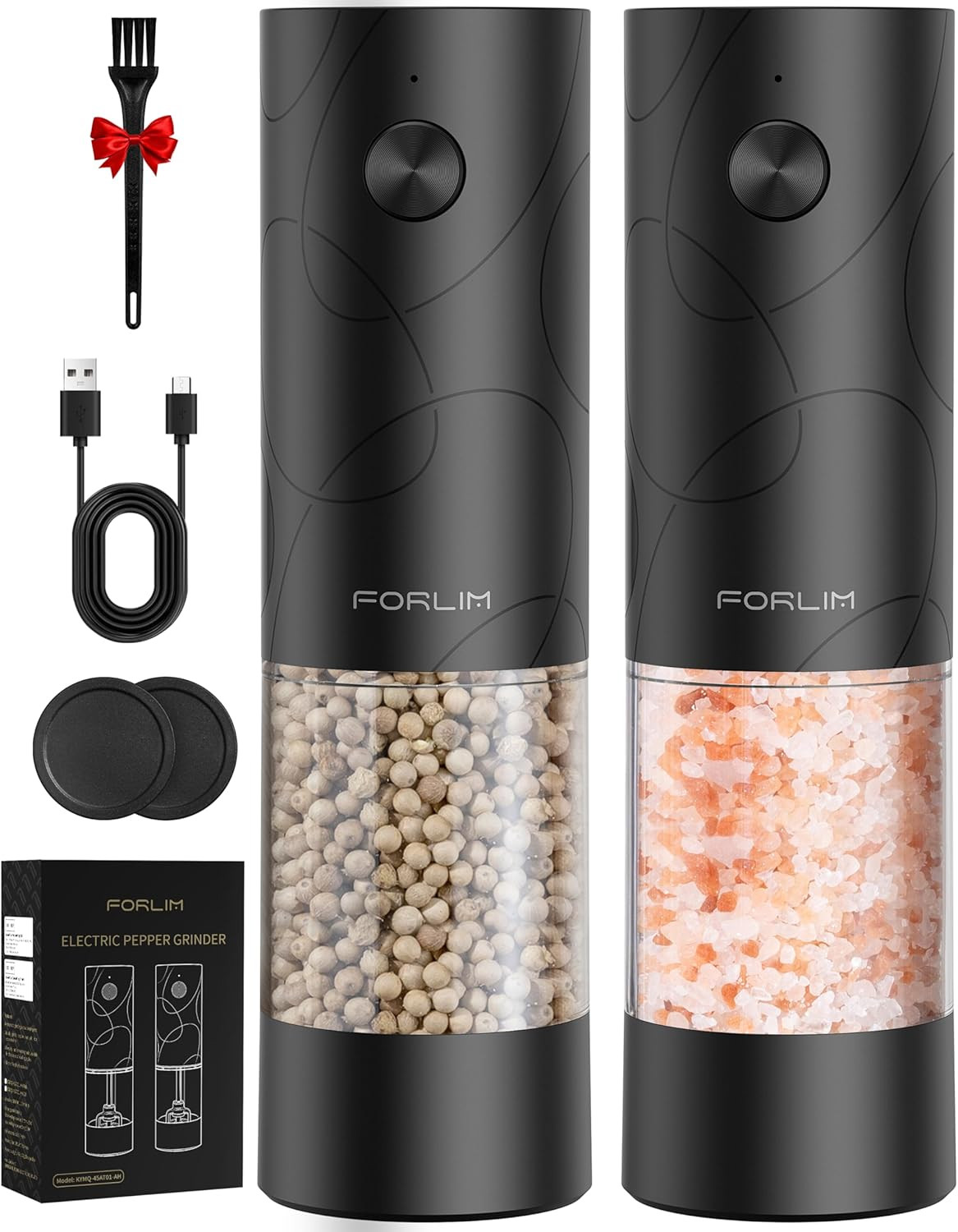 Electric Salt and Pepper Grinder Set, USB Rechargeable, Automatic Salt Pepper Mi gallery