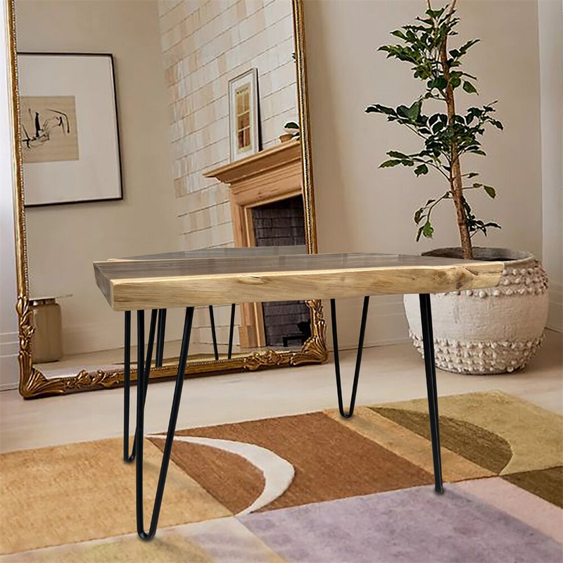 Rustic Teak Live Edge Small Coffee Table Mid-Century Modern Table Home Decor gallery