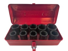 10pc SAE Deep Impact Socket 1″ inch Drive 6 Point Sockets 1″ – 2″ w/ CASE