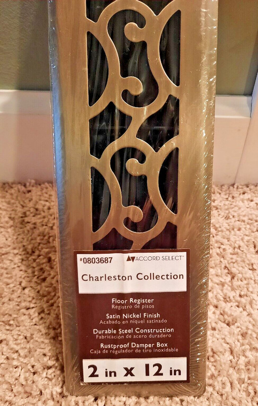 Accord Select Charleston Collection Floor Heat Register 2 x 12 Satin Nickel gallery