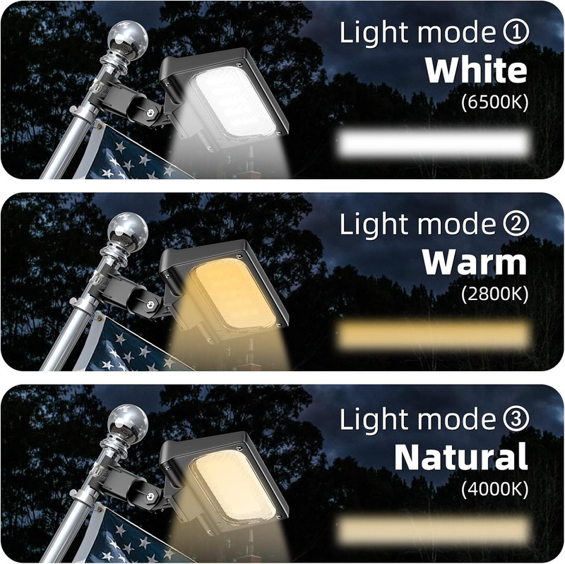 Solar Flag Pole Light, Bright White 4000K Flagpole Light Upgrade Solar Powered gallery