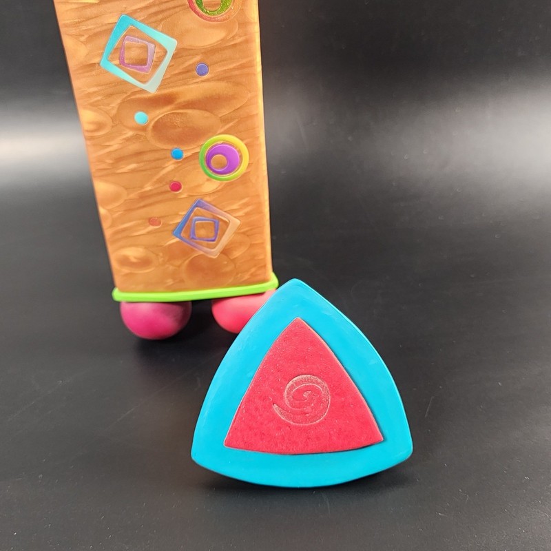 Harriet Smith Polymer Clay Whimsical Triangular Vessel Box Geometric 9.5in gallery