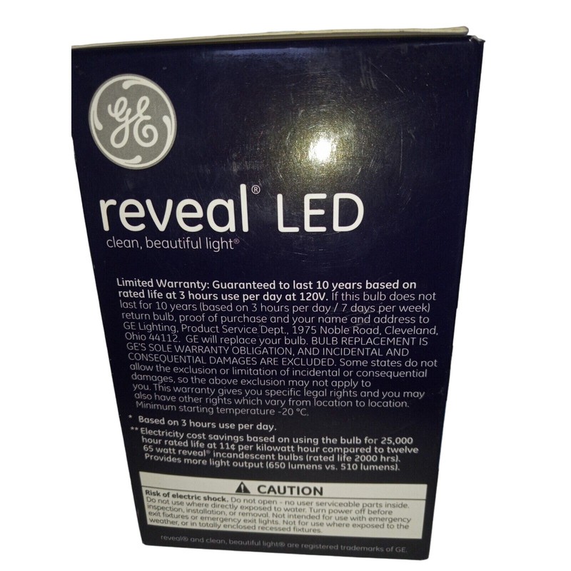 GE Reveal LED Floodlight Bulb BR30 65W Eq 10W 650 Lumens Dimmable gallery