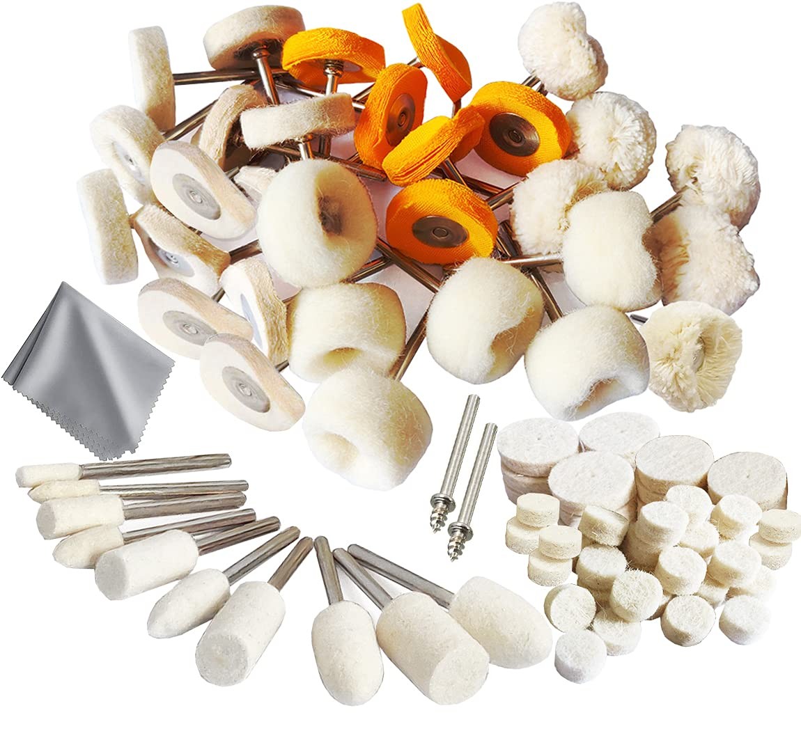 78 Pcs Polishing Buffing Wheel Set for Dremel Polishing Kit Felt Wool Cotton 1/8 gallery