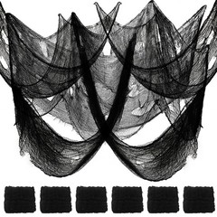 6 Pack Halloween Decorations Creepy Cloth, 72 x 30 Inch Black Creepy Gauze for
