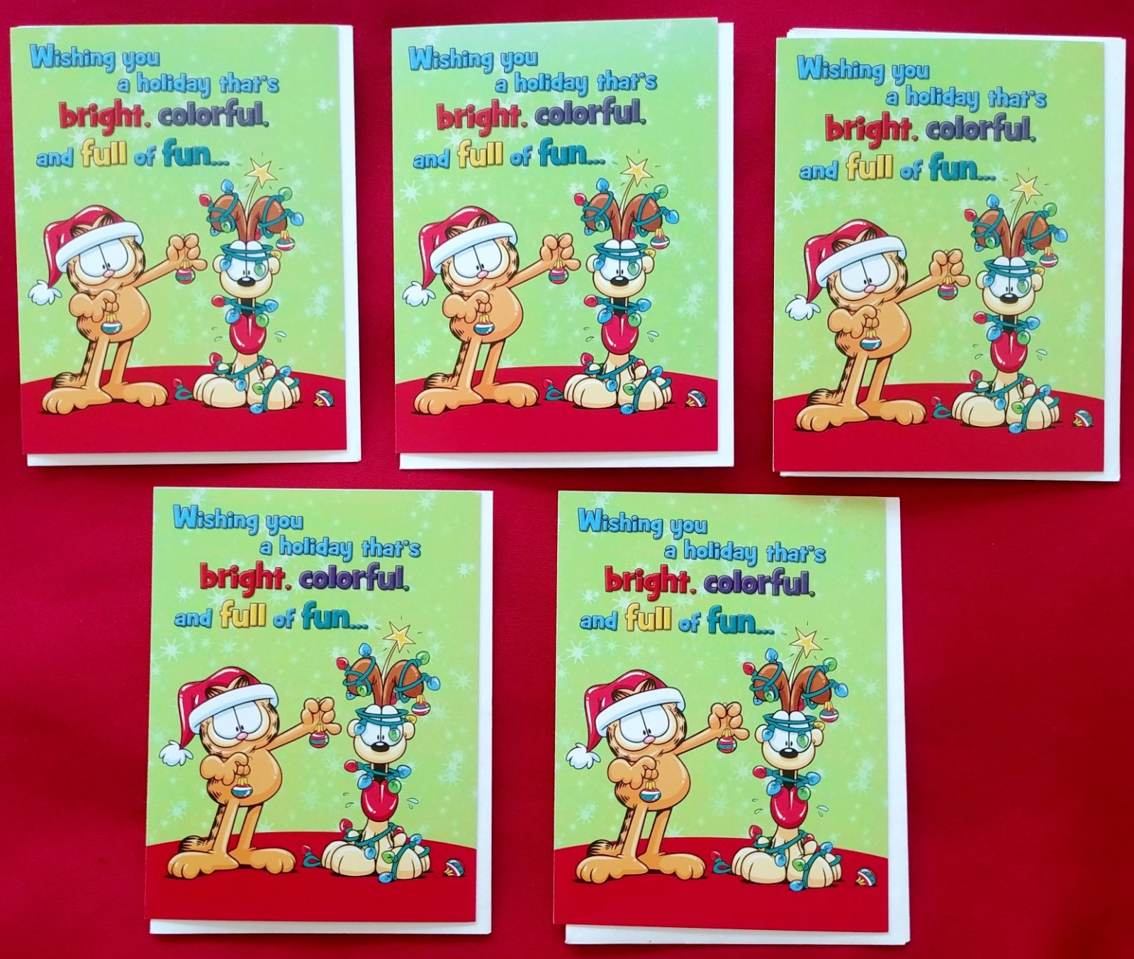 "Colorful Garfield With Odie", (5) Leanin Tree Holiday Cards, With (5) Envelopes gallery