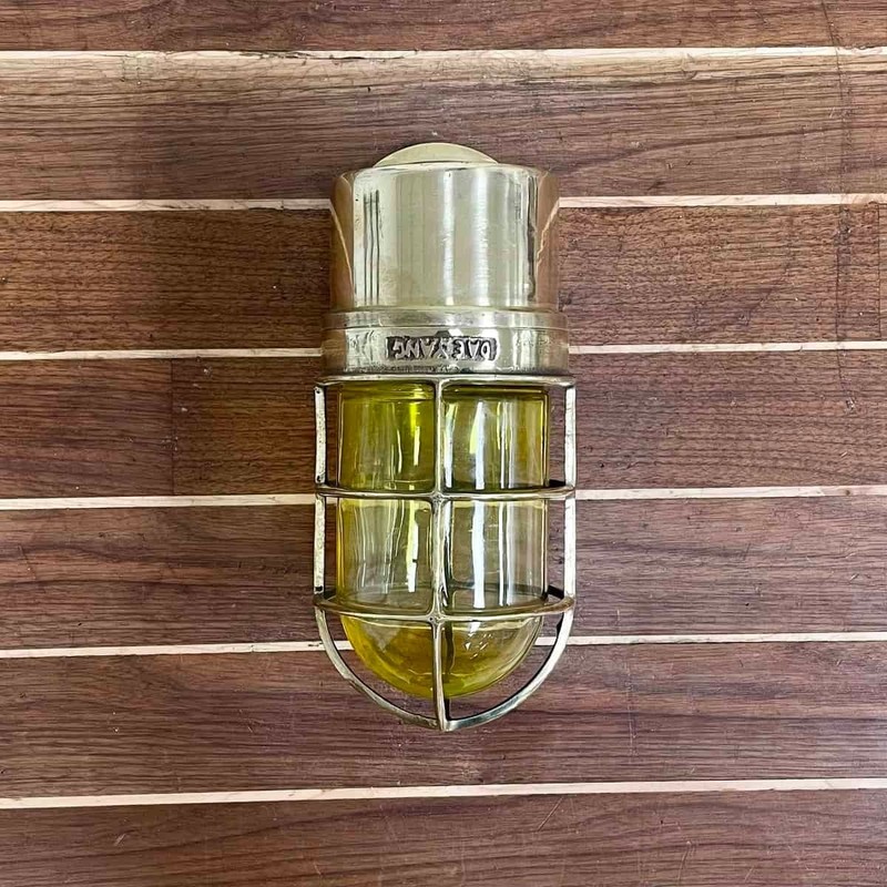 Yellow Globe Solid Brass Dock Light Nautical Wall Fixture gallery