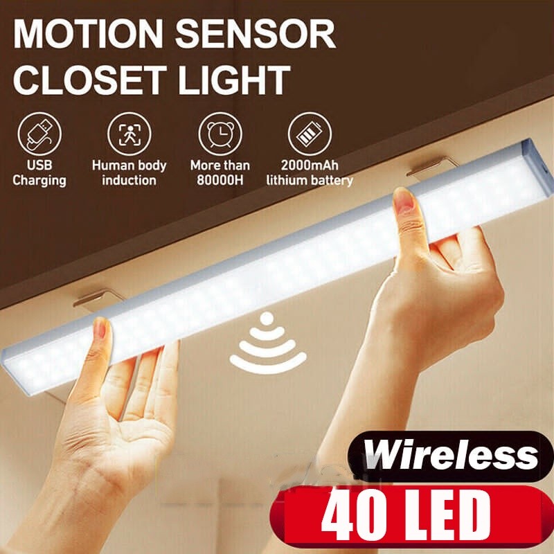 LED Motion Sensor Cabinet Closet Light Under USB Rechargeable Kitchen Strip Lamp gallery