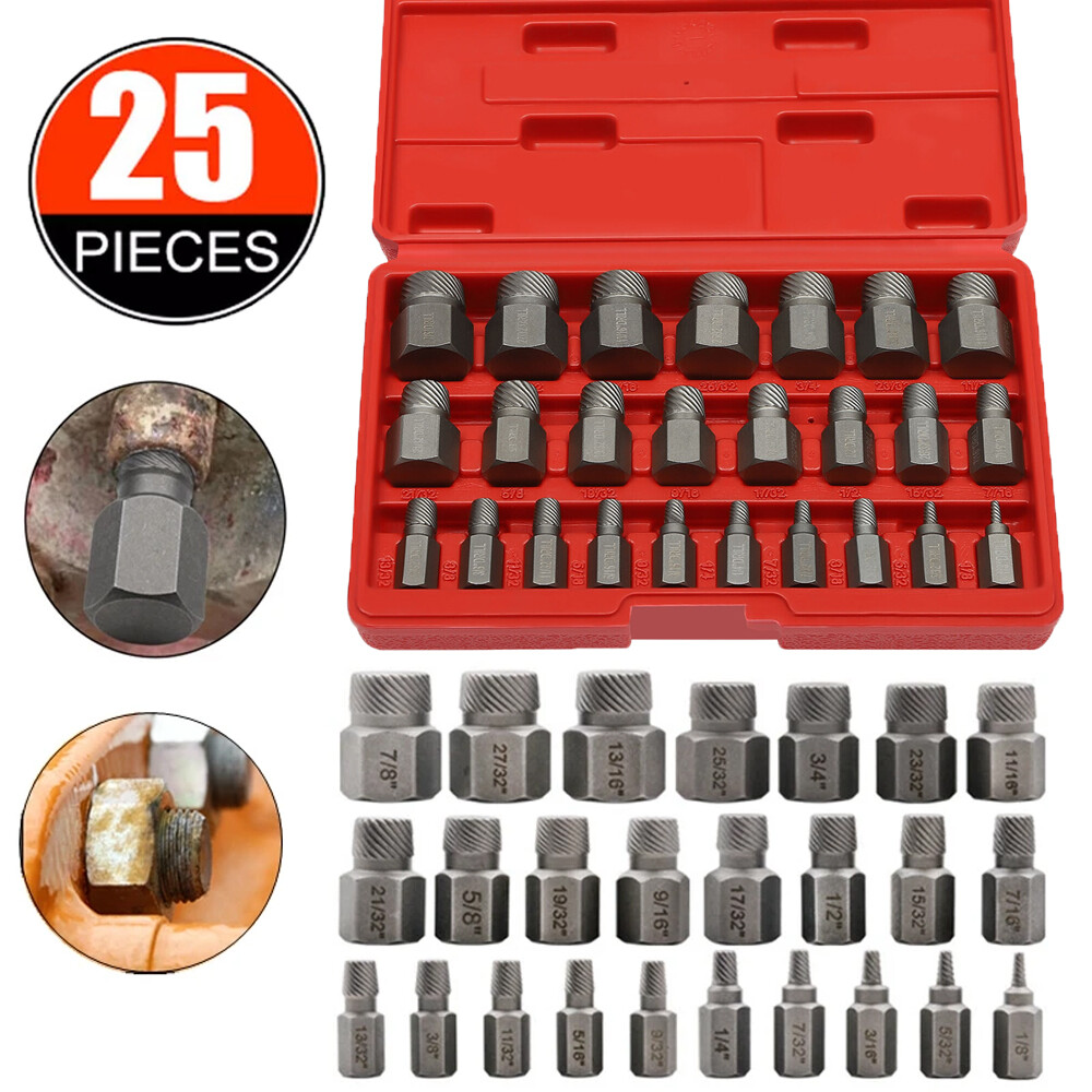 Multi-Spline Screw Extractor Set Hex Head Bit Socket Wrench Bolt Remover 25Pcs gallery