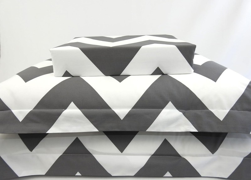 Full/Queen - Chevron- Grey with White- 3pc Duvet Cover Set 100% Cotton Fiber gallery
