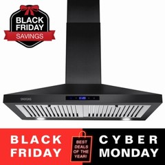 450CFM Wall Mount Range Hood 30 inch Kitchen Cook Vent w/LED Black Painted New