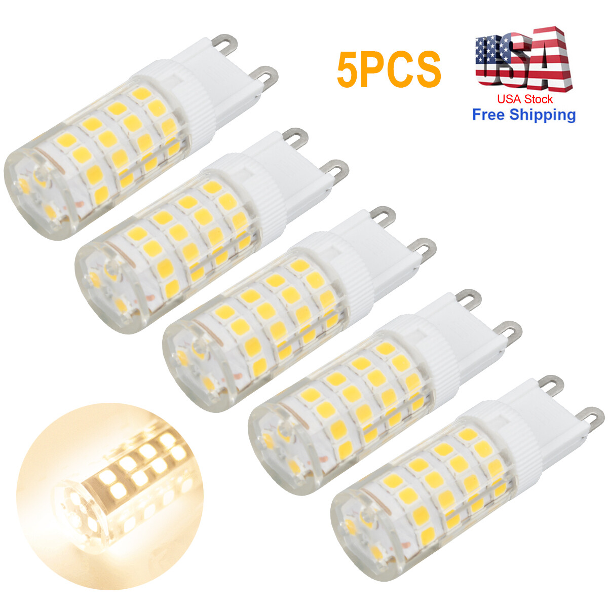 5PCS G9 White Halogen LED Corn Bulb Lamp 2835 51-SMD Daylight Home Light 6000K gallery