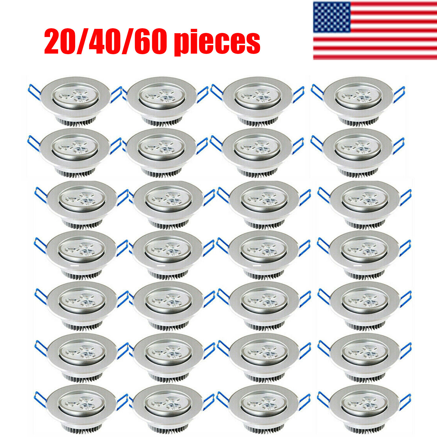 40/20pcs 3W Downlight LED Spotlight Recessed Panel Ceiling Light Lamp 85V-265V gallery