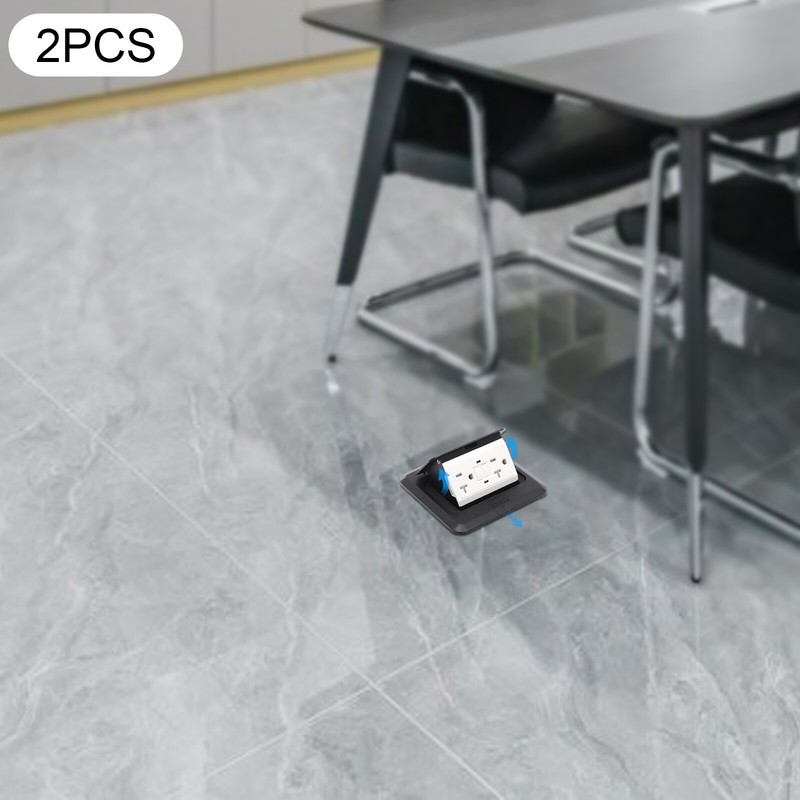 2PCS Square Hidden Sockets Pop Up Floor Outlet Sockets Home Black Sockets 125V gallery