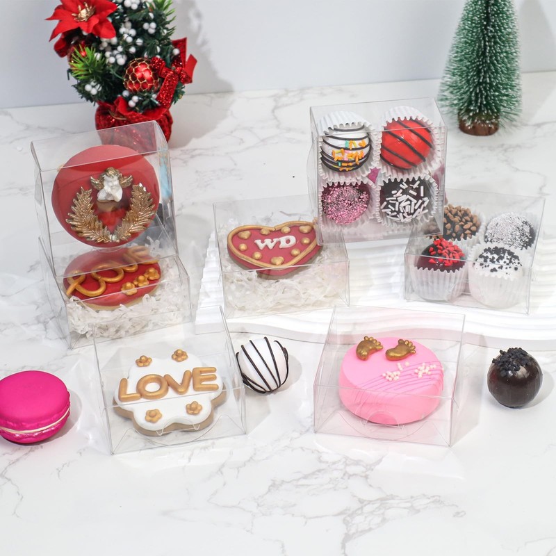 25 PCS Clear Chocolate Truffle Boxes, 3x3x1 inches, Holds 4, Bakery, Gift gallery