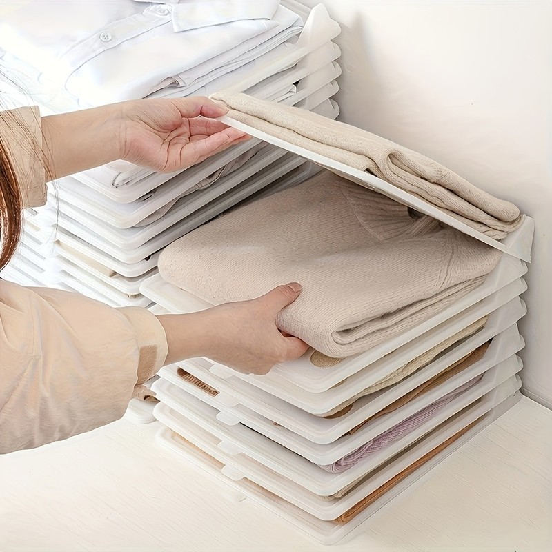 30/ 15pcs Heavy-Duty Plastic Foldable Stackable Clothes Folding Board gallery