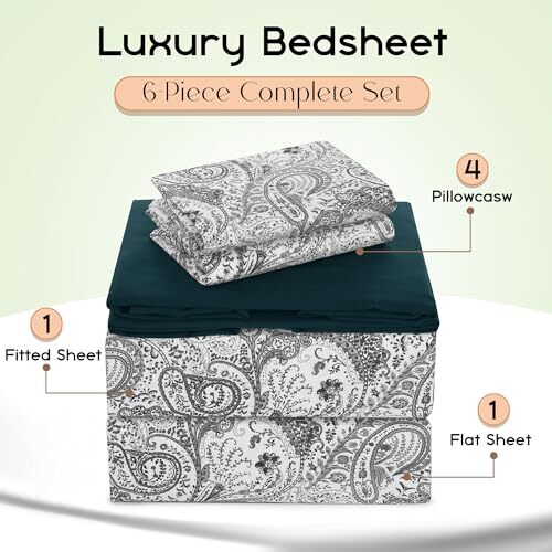 LDC Queen Sheet Set 6-Pc Cooling Bed Set Breathable Hotel Sheets Microfiber S... gallery