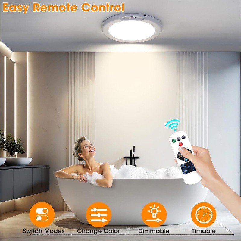 4Pack Rechargeable Motion Sensor Ceiling Light with Remote Wireless LED 3 Colors gallery