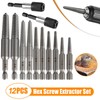 12Pcs Stud Screw Extractor Remover 1/4" Inch Hex Shank Damaged Bolt Easy Out Set gallery