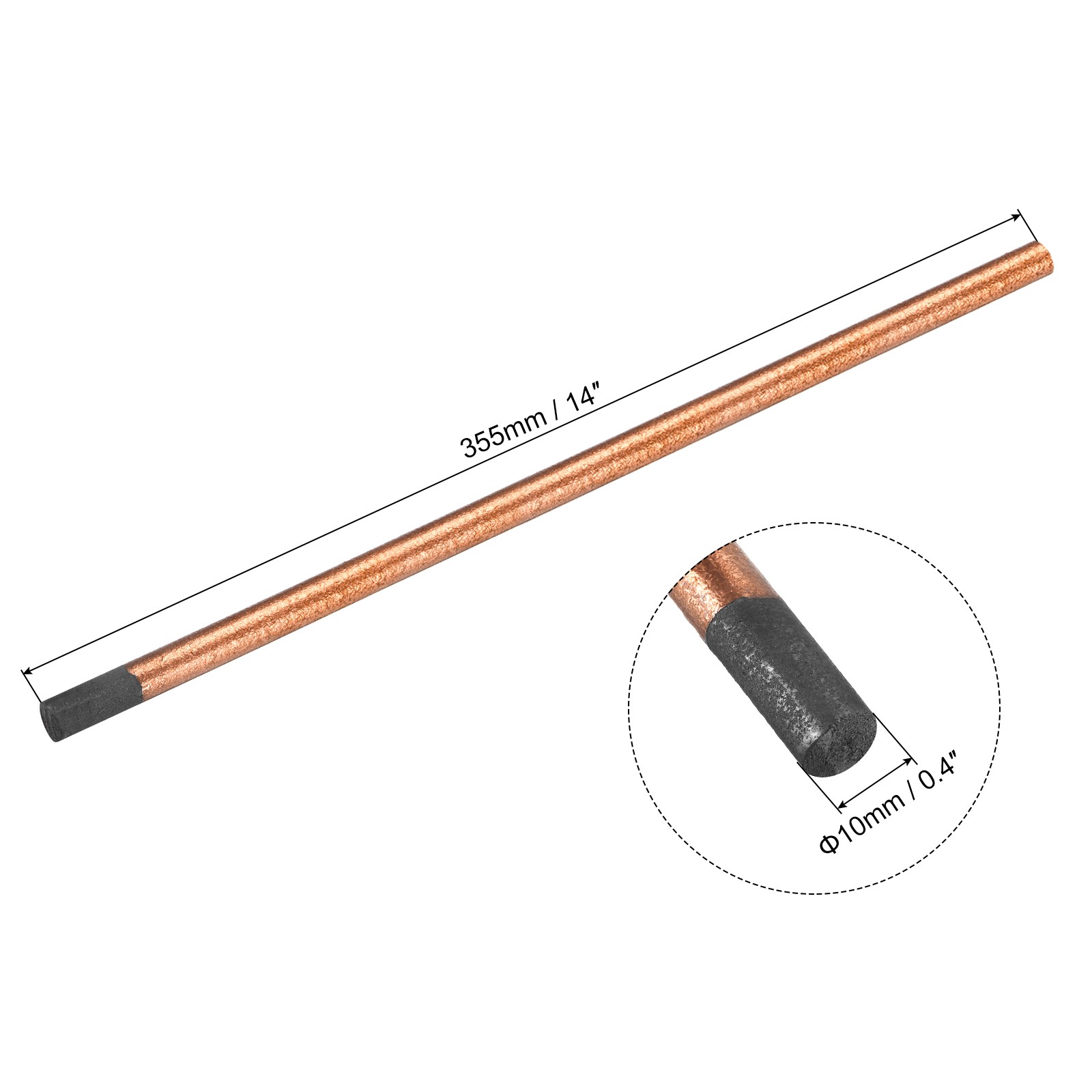 Copper Coated Gouging Carbon Electrode Rods, 10mm/0.4 Inch, 355mm/14-inch, 5pcs gallery