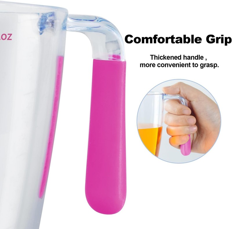 3 transparent plastic liquid measuring cups with dual ounce and milliliter gallery