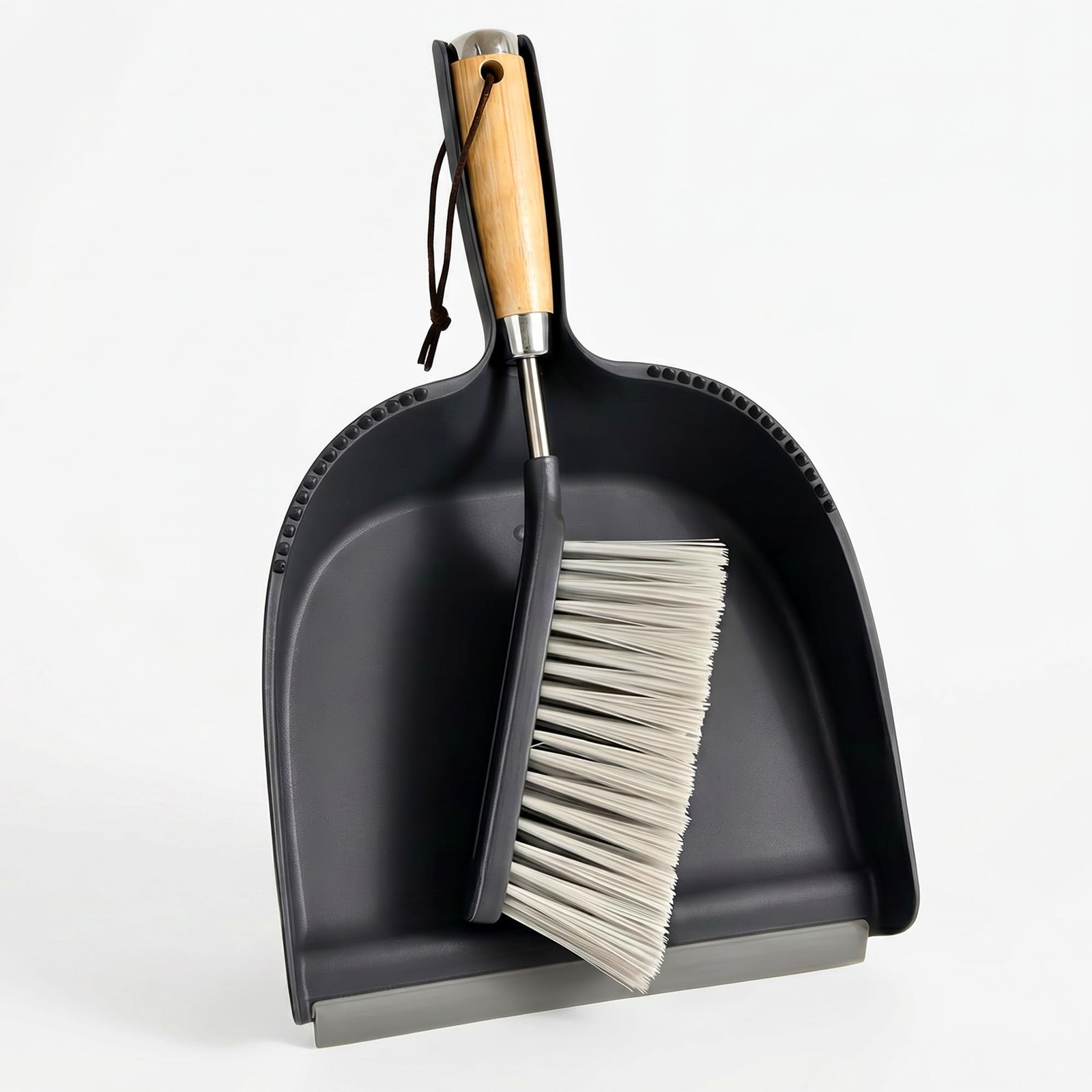 Hand Broom and Dustpan Set with Bamboo and Stainless Steel Handle, PET Bristl... gallery