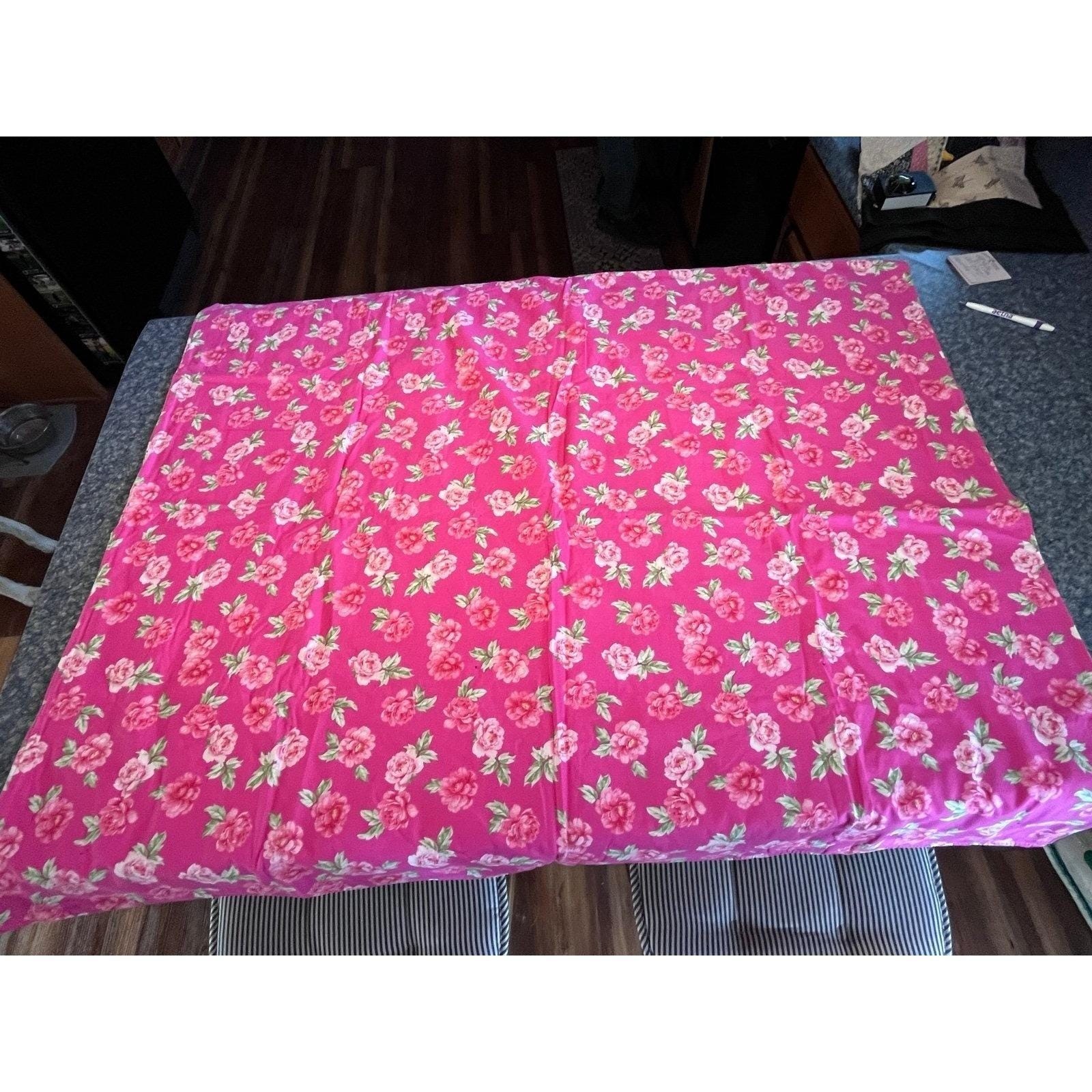 Handmade Quilt-multi patterns with rose floral side 49x41 inches gallery