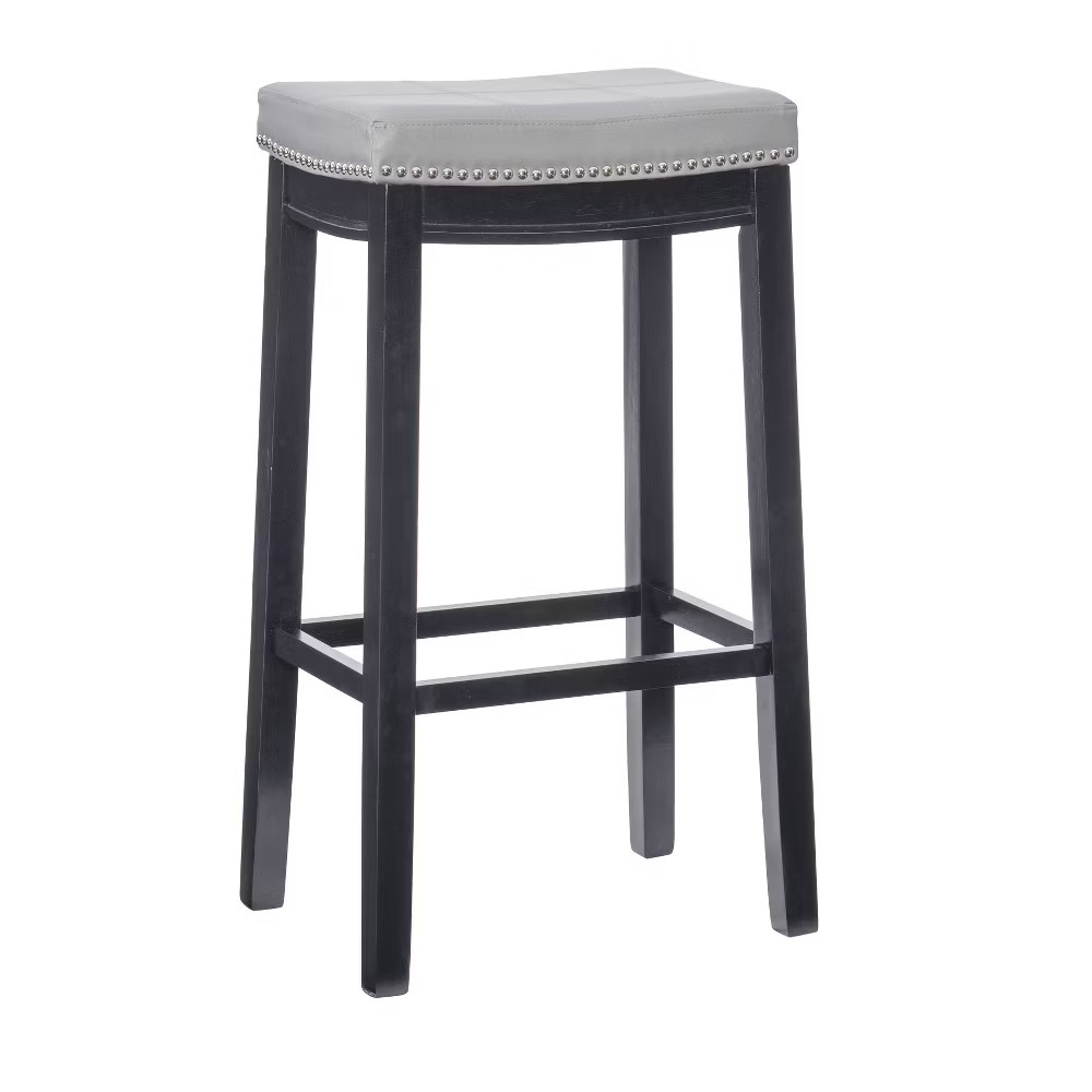 Linon Backless Faux Leather Bar Stool Contemporary Kitchen White gallery