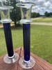 Cobalt Blue Pillar Glass Candlesticks 10 Inch Crate and Barrel #1642 Set Of 2 gallery