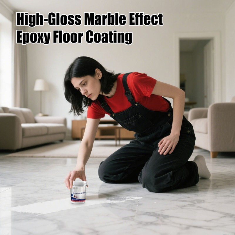 Marble Effect Epoxy Floor Coating High-Gloss Floor Paint Waterproof & Anti-slip gallery